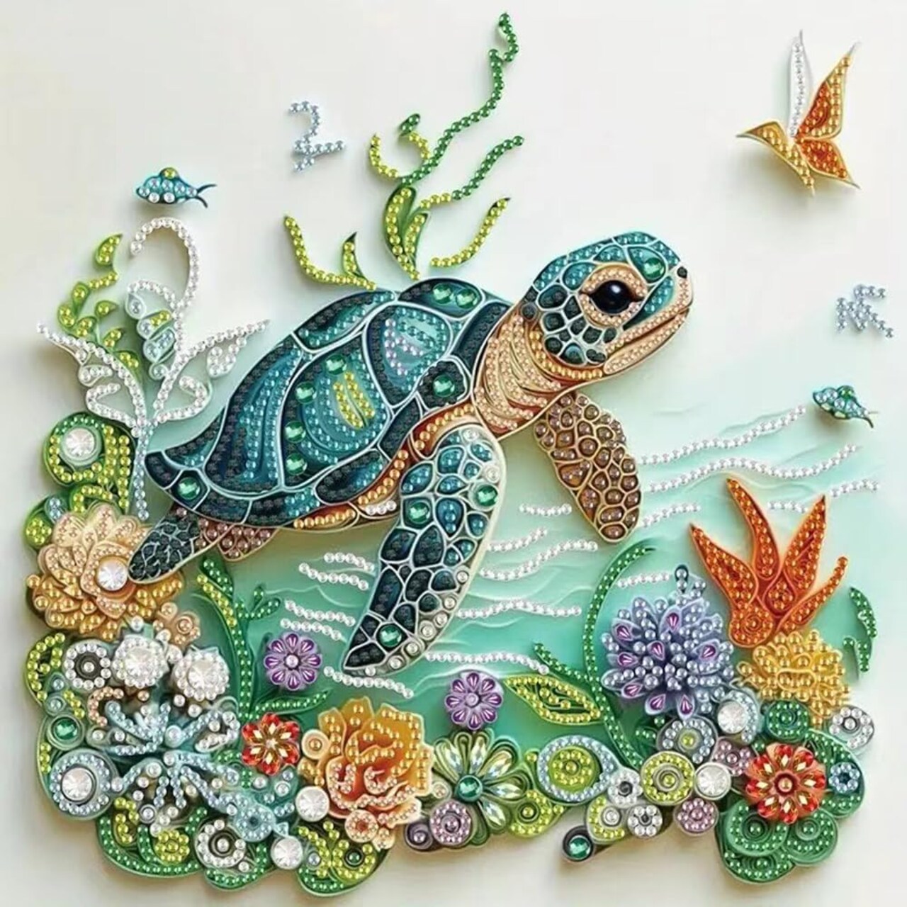 Sea Turtle Diamond Art Kit for Adults – 5D DIY Diamond Painting with Crystal Rhinestones, Beginner-Friendly, Home Wall Décor Gift, 11.8 x 11.8 Inch